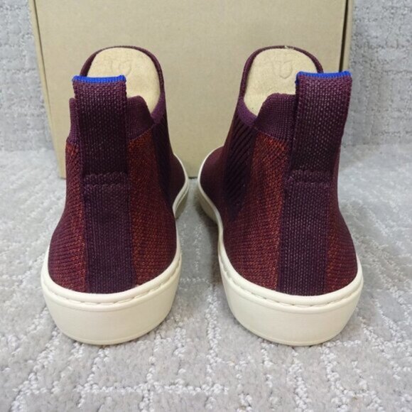 Rothys The Chelsea Red Plum Melange Fabric High Top Sneaker Boots Multiple Sizes - Picture 4 of 5